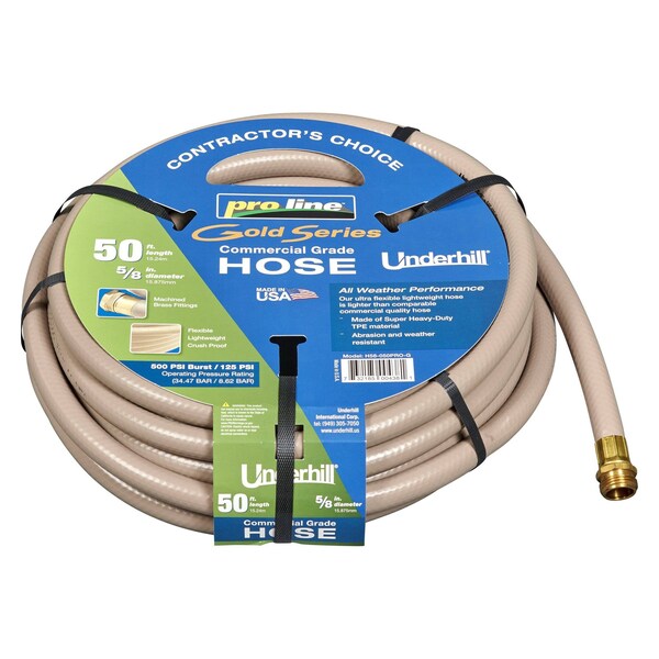 Underhill 5/8 in ID x 50 ft L ProLine Gold Water Hose, PVC Tube, Gold H58-050PRO-G - main