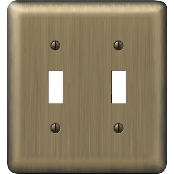 Amerelle 2-Gang Stamped Steel Toggle Switch Wall Plate Brushed Brass 154TT - main