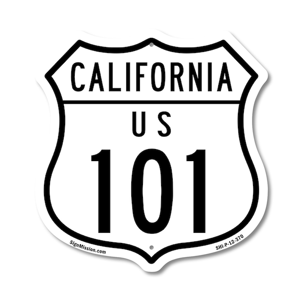 Signmission California Route Marker Shield Sign Us 1, 12 Inch X 12 Inch, Plastic Sign SHI-P-12-370 - main