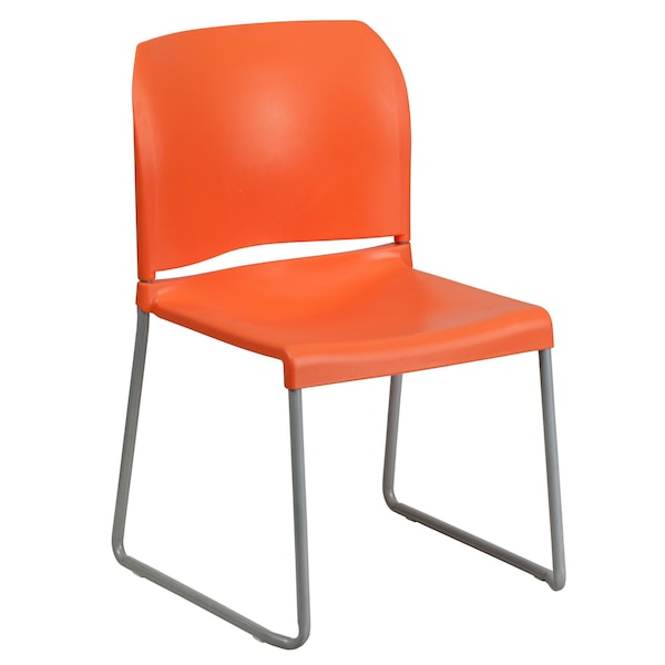 Flash Furniture Sled Stack Chair, Plastic, Full Back, OR RUT-238A-OR-GG - main