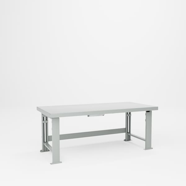 Pucel Steel Top Hydraulic Bench, Electric Height Adjustable, 34in W x 72in D x 29in-41in H, Light Blue HBS-3472-E12 - main