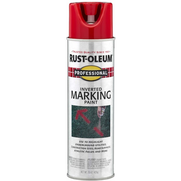 Rust-Oleum Professional Inverted Marking Spray Paint, Safety Red, 15 oz 2564838 - main