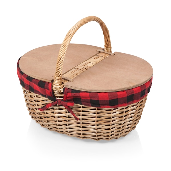 Picnic Time Family Of Brands Country Picnic Basket, Red & Black Buffalo Plaid Pattern 138-00-406-000-0 - main