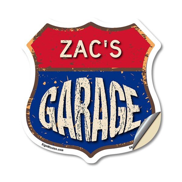 Signmission Zac's Garage, 12 Inch X 12 Inch, Vinyl Decal SHI-D-12-383-ZAC - main