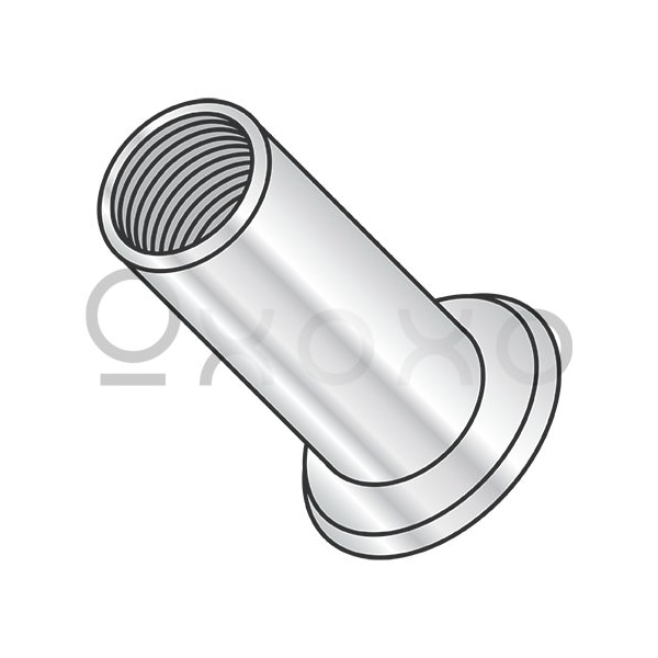 Oxoxo M6X1.0X3.50 Metric Flat Head Rivet Nut Aluminum Cleaned and Polished NON-RIBBED, 2000PK 540632 - main