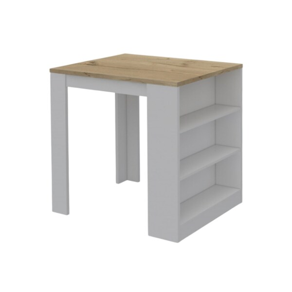 Homeroots 36in Natural and White Wood Kitchen Island With Storage 477891 - main