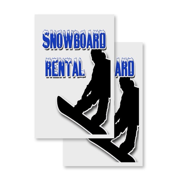 Signmission Snowboard Rental, Vinyl Decals Only 24 Inch x 36 Inch, Vinyl Decal, 2PK DSB-2436-2PACK-Snowboard Rental - main