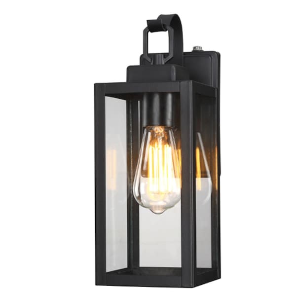 J&H Led 13 in. 1-Light Matte Black Outdoor Wall Lantern Sconce JH-SCOGW-52B - main
