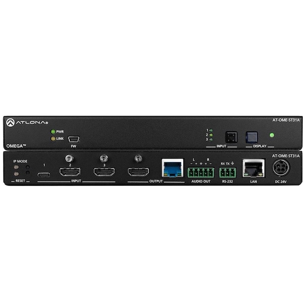 Atlona Omega Switching Transmitter With 2X HDMI And 1X Usb-C With Analog Audi AT-OME-ST31A - main