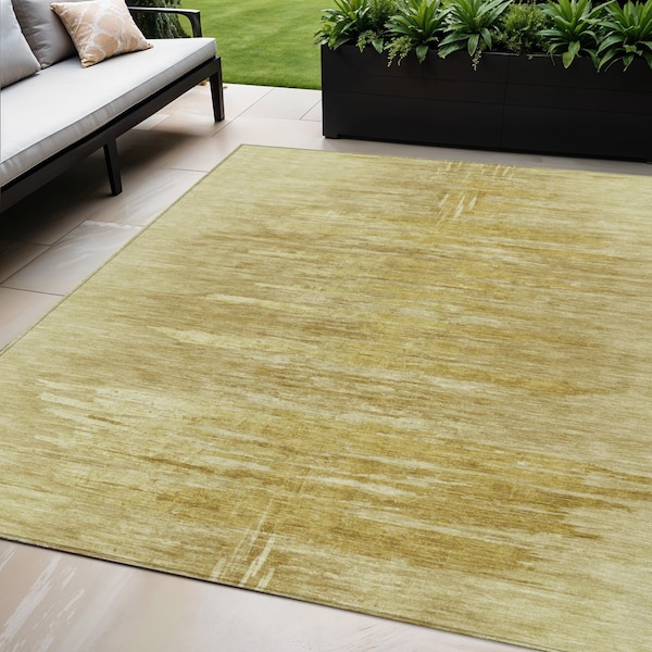 Homeroots 5' X 8' Gold And Wheat Abstract Washable Indoor Outdoor Area Rug 587639 - main