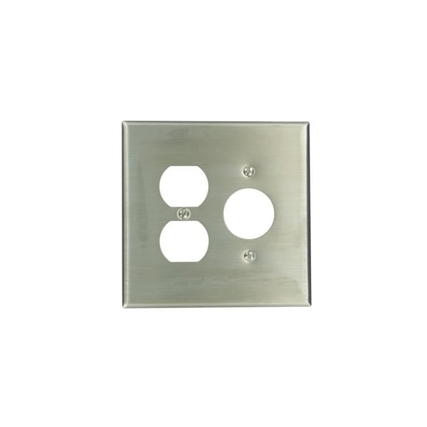 Leviton Combination Wallplate, Oversized, Gang 2, Stainless Steel 84146-40 - main