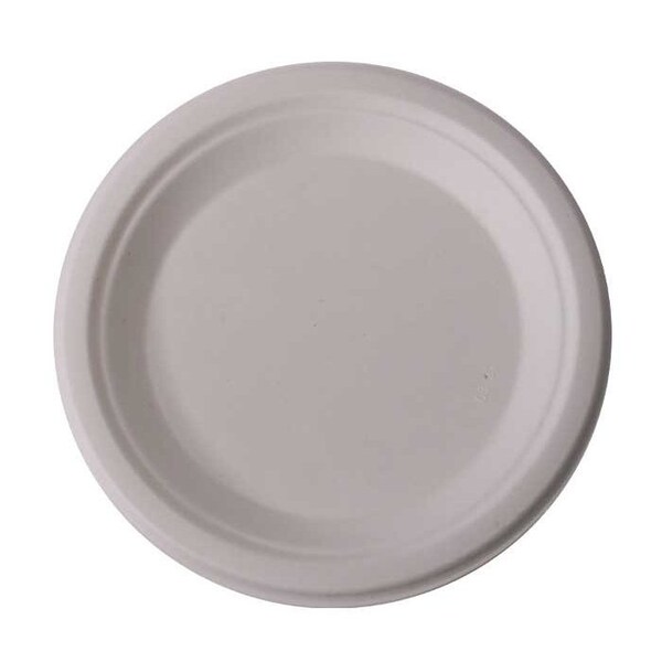 Kitch 24/7 Disposables White Compostable Molded Fiber Paper Plate, 9 inch, 500PK KC-9P-NPAW - main