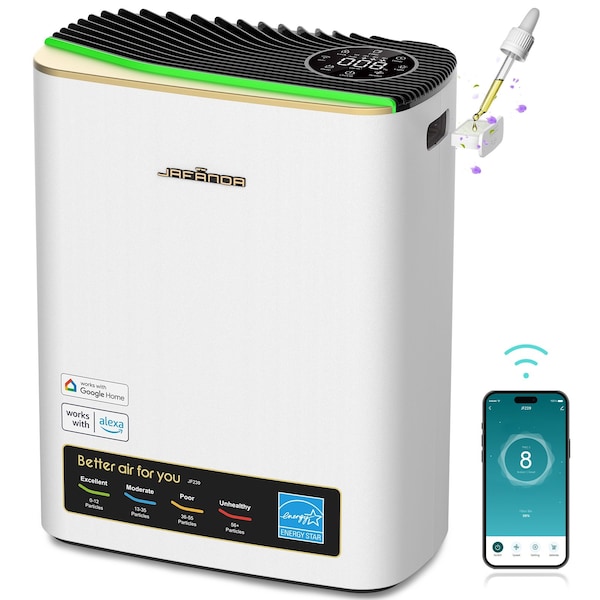 Edendirect 1100 sq. ft. True HEPA 13 Personal Console Air Purifier in Whites, Activated Carbon, 99.97% Cleaner ZR-JF239 - main