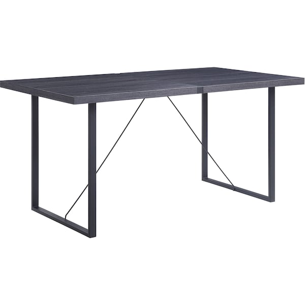Homeroots 64" Dark Gray and Black Wood and Iron Sled Base Dining Table 631282 - main