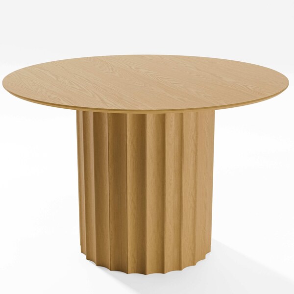 Homeroots 46" Brown Solid Wood Pedestal Base Round Top Dining Table 720996 - main