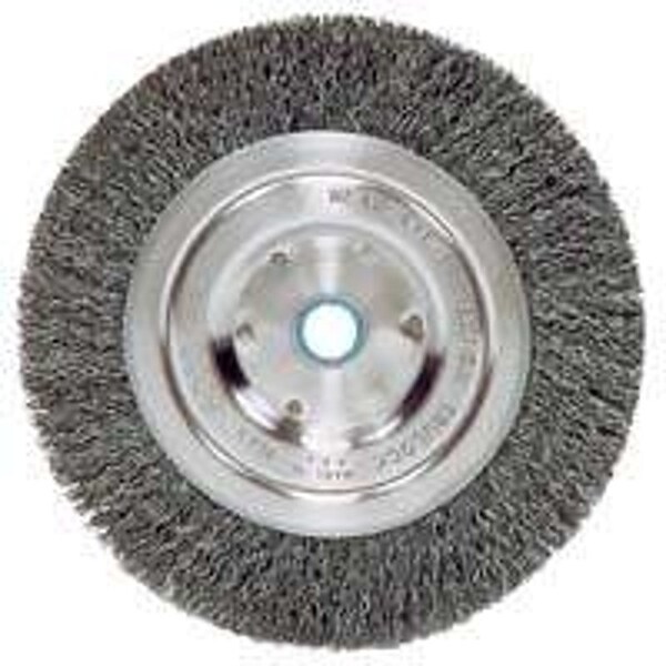 Weiler Wire Wheel Brush, 5 in Dia, 5/8 to 1/2 in Arbor/Shank, 0.014 in Dia Bristle, Carbon Steel Bristle 36063 - main