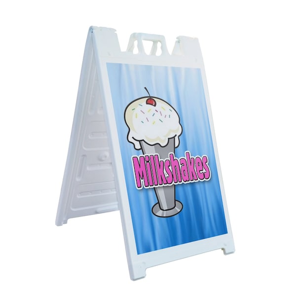 Signmission Milkshakes, A-Frame & 2 Decals Installed, Heavy-Duty Plastic Frame SBHD-D-2436-Milkshakes - main