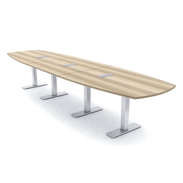 Skutchi Designs Arc Boat Conference Table With Power, 48 in W, 192 in L HAR-ABOT-48X192-T-K525-ESIL - main