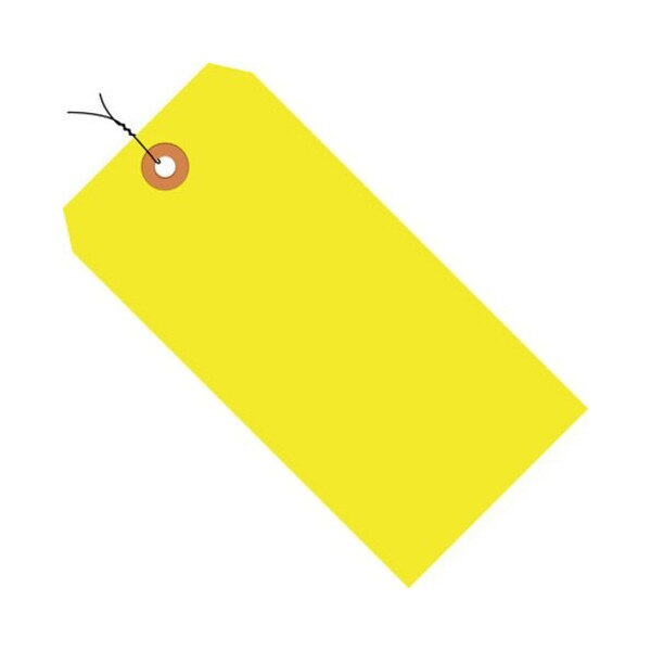 Partners Brand Shipping Tags, Pre-Wired, 13 Pt., 5 3/4" x 2 7/8", Fluorescent Yellow, PK1000 G12073A - main