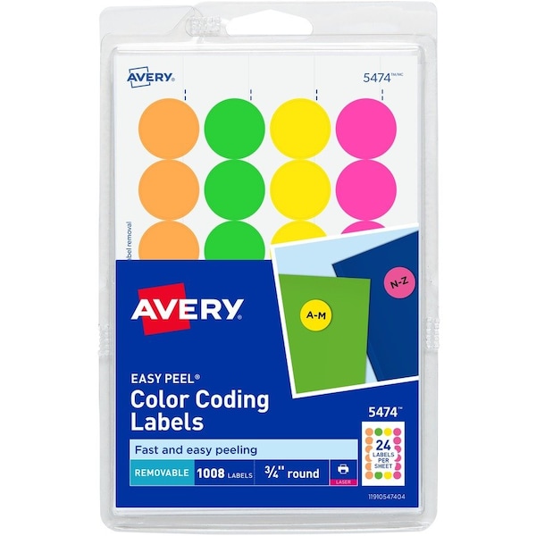 Avery Printable Color Coding Labels, PK1008 05474 - main