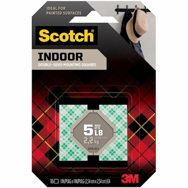 3M SCOTCH INDOOR DOUBLE-SIDED MOUNTING SQUARES, 1 IN X 1 IN (2.54 CM X 2 111S-SQ-16 - main