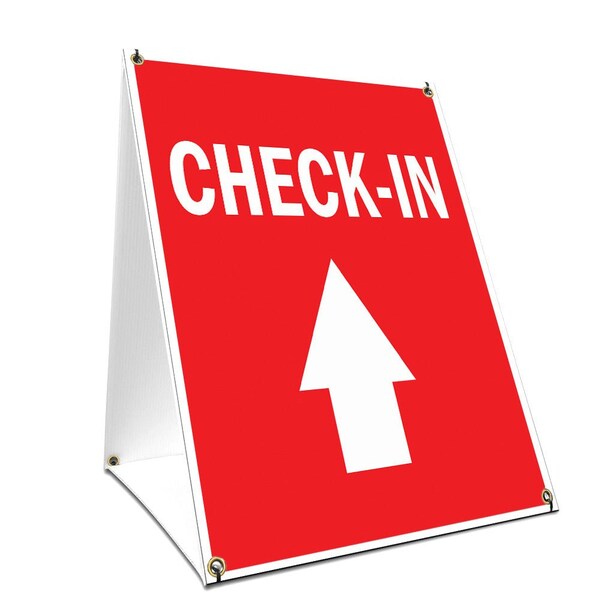 Signmission Check-in With Up Arrow, 36 Inch x 24 Inch A-frame Yard Sign, Plastic Sign SBC-2436-Check-in With Up Arrow - main