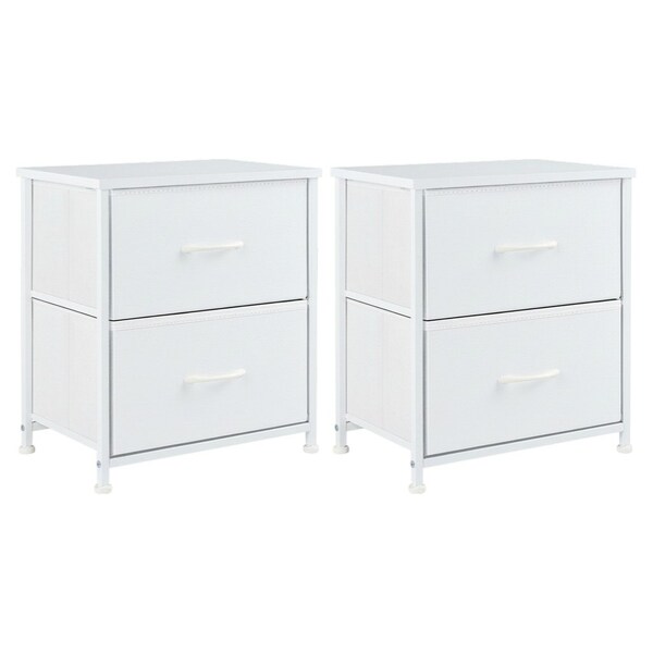 Homeroots Set Of Two 12" White Fabric Metal And Wood Two Drawer Dresser, 2PK 635729 - main