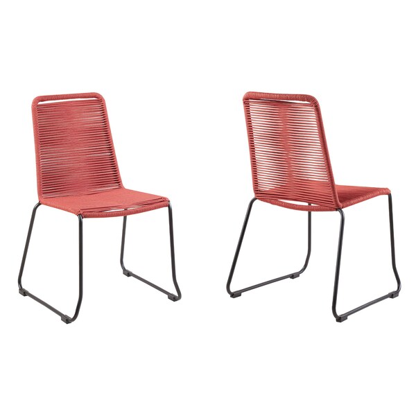 Homeroots Set of Two 23" Red Metal Outdoor Dining Chair, 2PK 490271 - main