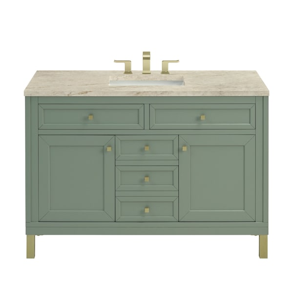 James Martin Vanities Chicago 48" Single Vanity, Smokey Celadon, w/ 3 CM Tajnar Eclos Top 503-V48-SC-3TJR - main
