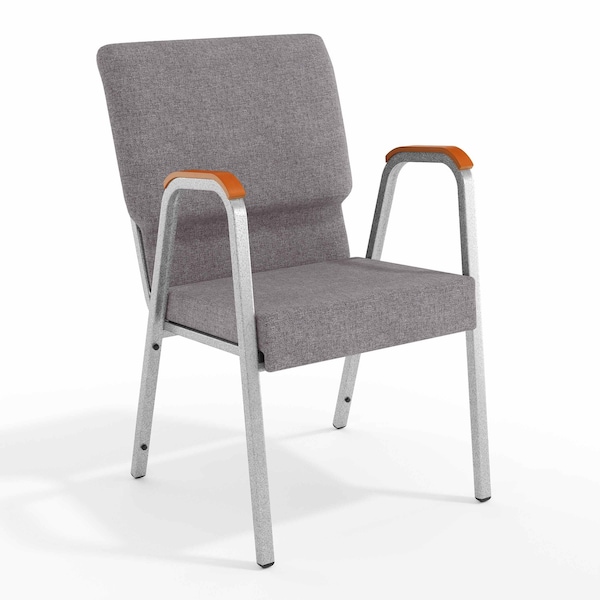 Flash Furniture Gray Fabric Stackable Church Chair with Arms XU-DG-60156-GY-GG - main