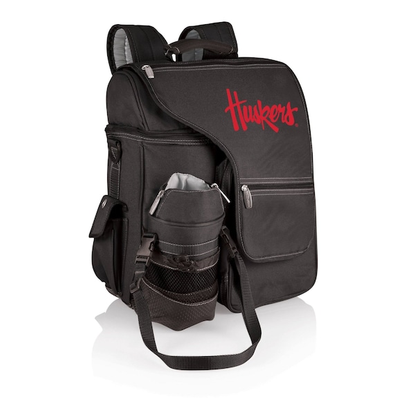 Picnic Time Family Of Brands NCAA Nebraska Cornhuskers Turismo Backpack Cooler with Water Bottle CarrierBlack 641-00-175-404-0 - main
