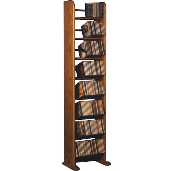 Wood Shed Cdracks Solid Oak 8 Row Dowel Tower CD Rack Capacity 208 CD s Honey Oak Finish 804 - main
