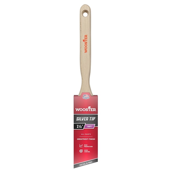 Wooster 1-1/2" Angle Sash Soft, Silver CT Polyester Bristle, Paint Brush, Wood Handle 5221-1 1/2 - main