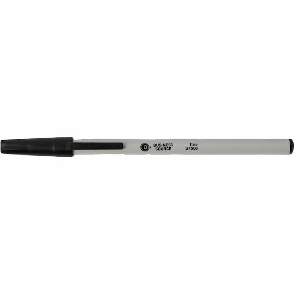 Business Source Fine Point Ballpoint Stick Pens, Black, 12PK BSN37503 - main