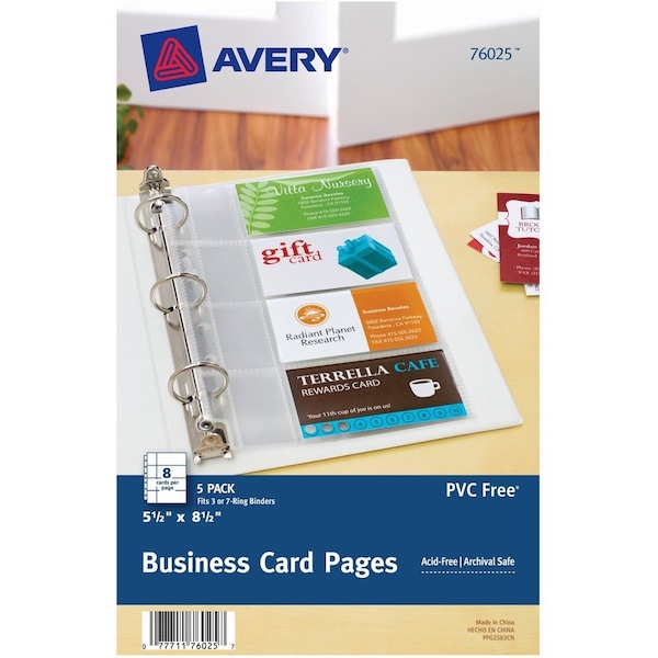 Avery Clear Business Card Organizer Page, PK40 76025 - main