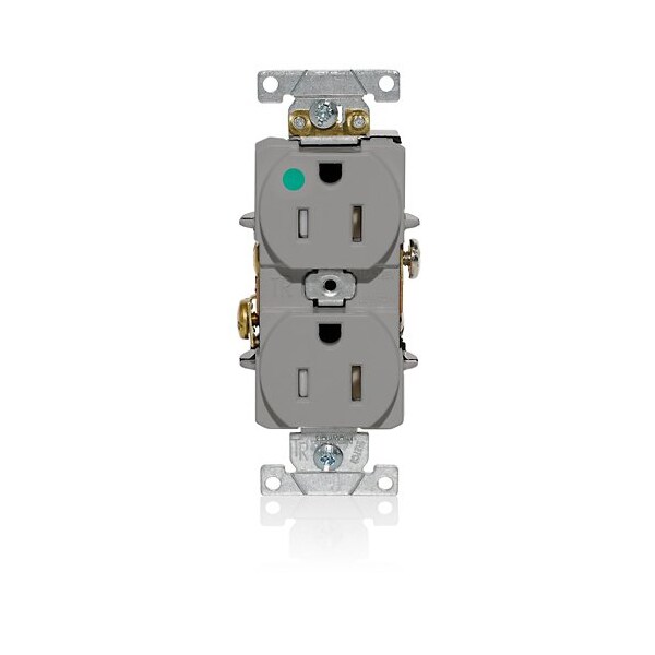Leviton Dup Rec 15A 125V TR/HG Gry T8200-GY - main