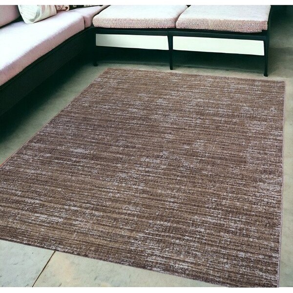 Homeroots 5' X 8' Brown and Ivory Striped Stain Resistant Indoor Outdoor Area Rug 531658 - main