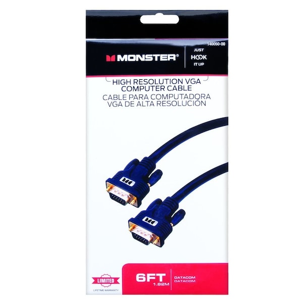 Monster Cable Just Hook It Up 6 ft. L High Resolution VGA Computer Cable VGA 140050-00 - main