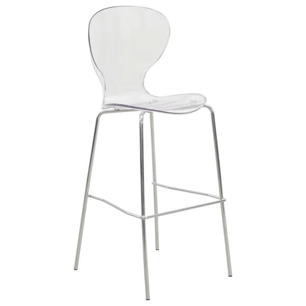 Leisuremod Oyster Acrylic Barstool with Steel Frame in Chrome Finish, Clear OC31CL - main