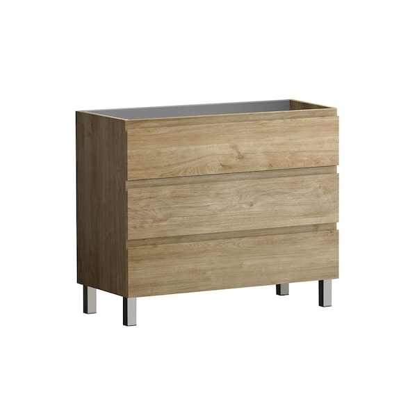 Homeroots 40" Oak Wood Freestanding Bathroom Vanity With White Sink And Three Drawers 627373 - main