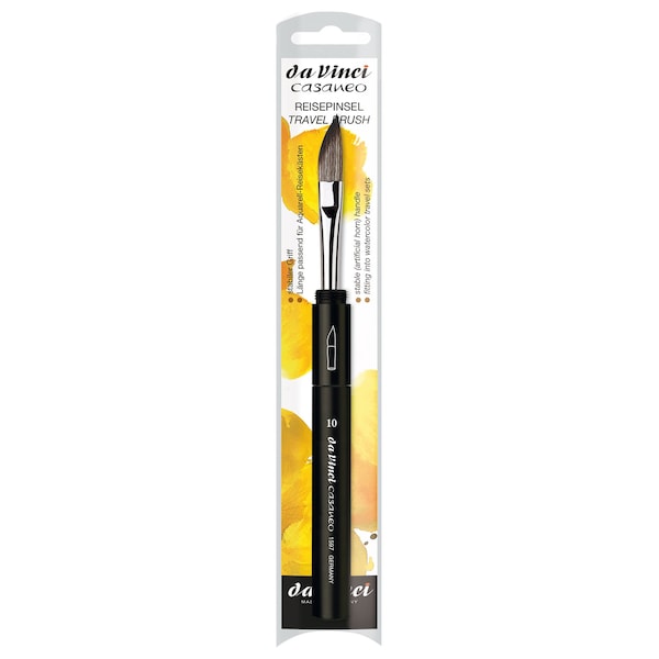 Da Vinci CASANEO Travel Pocket Brush, Extra Soft Synthetic, Watercolor, Slanted Edge, Series 1597TP, Size 10 VA-1597TP_10 - main