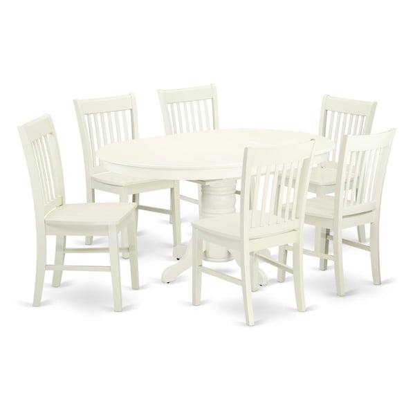 East West Furniture 7 Piece Dining Set, Linen White, 7PK AVNO7-LWH-W - main