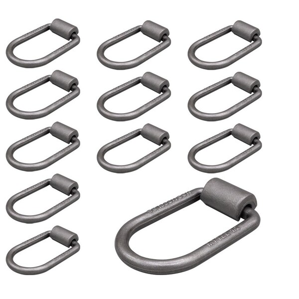 Mytee Products 1/2 in Heavy Duty Weld-On Extended Forged D Ring w/ Brackets 3333 lbs WLL, 12PK D-Ring12-W-Extx12 - main