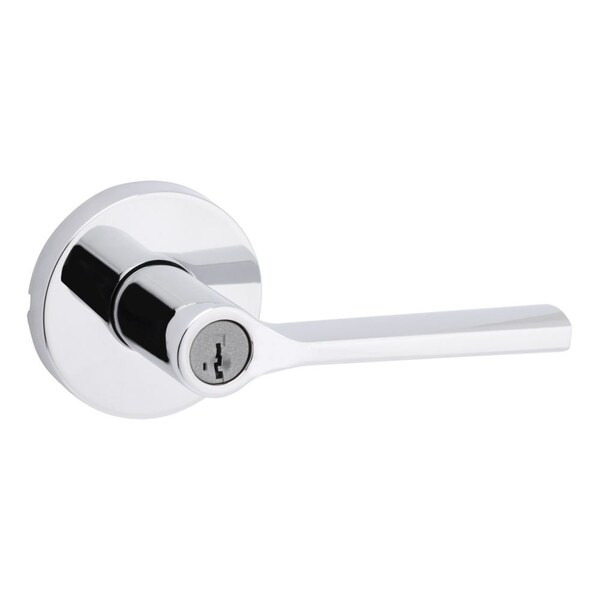 Kwikset Lisbon Lever with Round Rose Entry Door Lock SmartKey with 6AL Latch, RCS Strike Bright Chrome Finish 740LSLRDT-26S - main