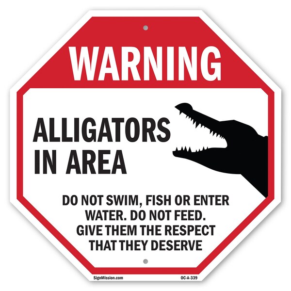 Signmission Warning Alligators in Area Do Not S, 6 Inch X 6 Inch, Plastic Sign OC-P-6-339 - main