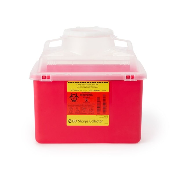 Bd Sharps Collector, 14 Qt, Clear Top, Large Open Cap, Red, 20PK 305456 - main