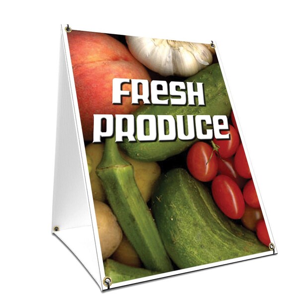 Signmission Fresh Produce, 36 Inch x 24 Inch A-frame Yard Sign, Plastic Sign SBC-2436-Fresh Produce - main