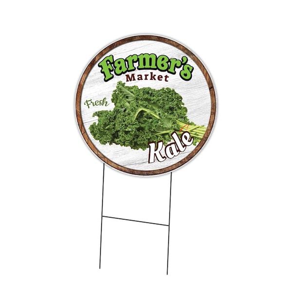 Signmission Farmers Market Kale Double Sided Corrugated Plastic Circle Yard Sign, C-24-CIR-DS-WS- Kale C-24-CIR-DS-WS- Kale - main