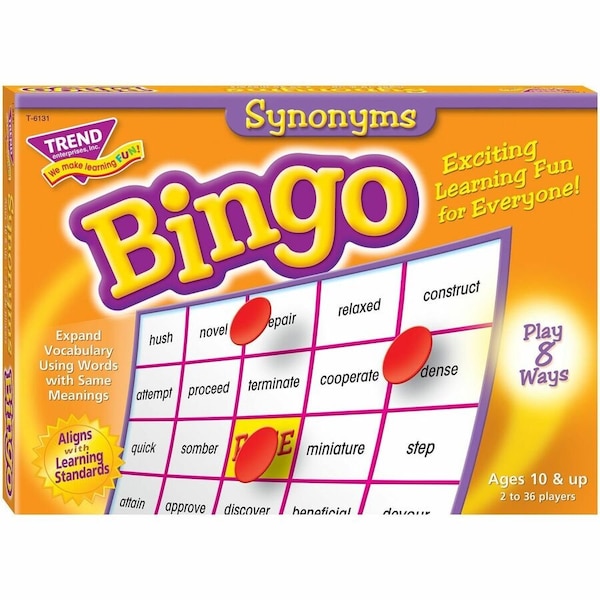 Trend Enterprises Trend Synonyms Bingo Game, Age 10 & Up, 3 to 36 Players, 1 Box 6131 - main