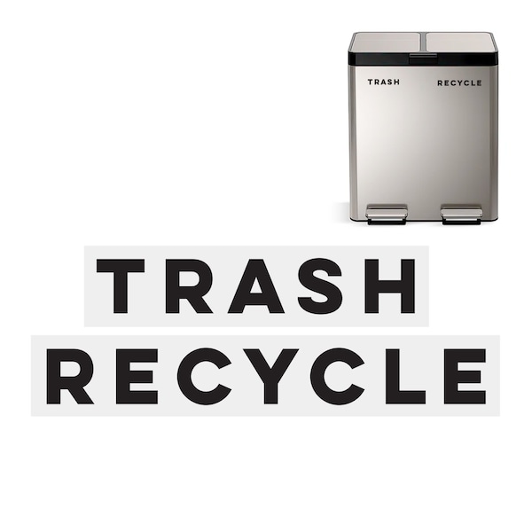 Fuel Stickers Modern Trash & Recycle Stickers, Home & Office, Vinyl Label, Minimalist Design, White TR-RCY-LUXE-White - main